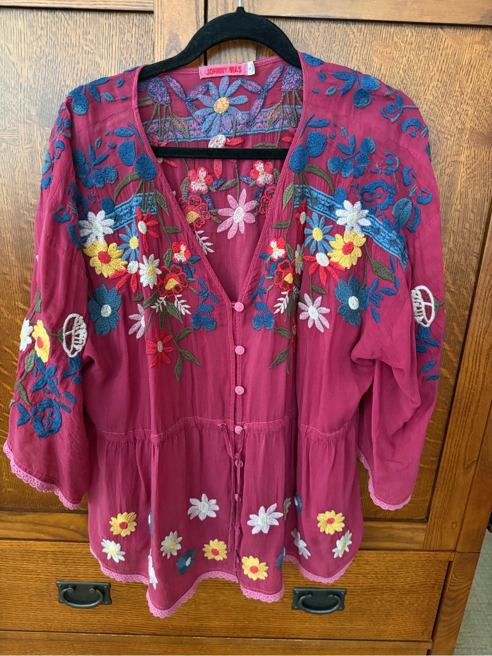 Johnny Was Embroidered Floral Blouse